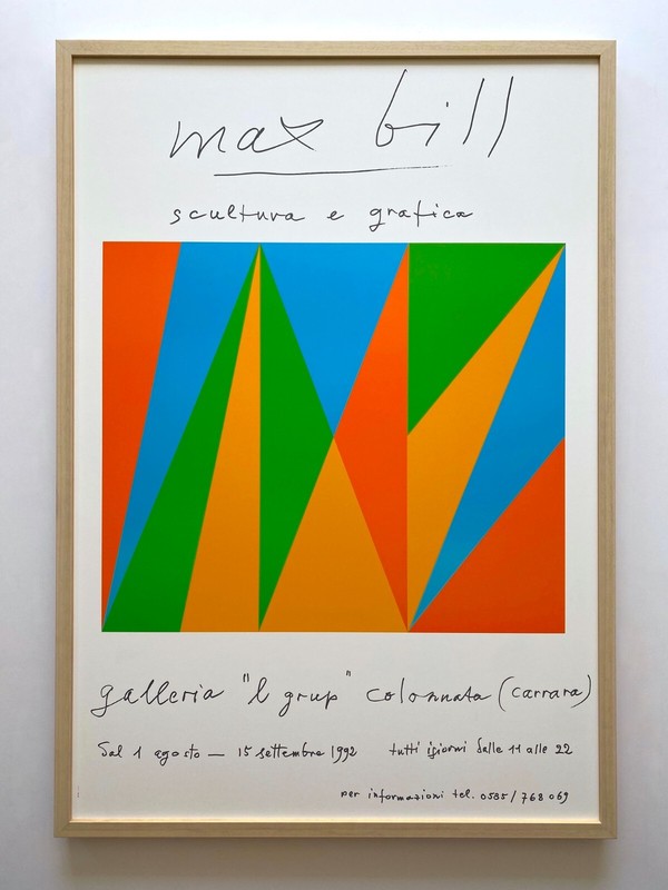 MAX BILL RARE VTG 1992 SERIGRAPH PRINT FRAMED LARGE MODERNIST EXHIBITION POSTER