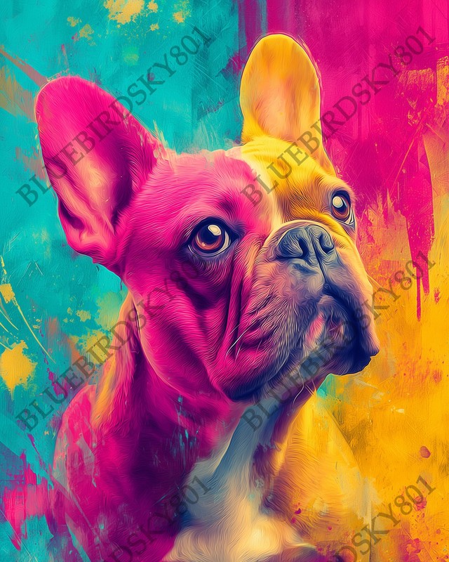 Colorful French Bulldog 8x10 Art Print – Bold Pop Art Frenchie Pet Dog Poster