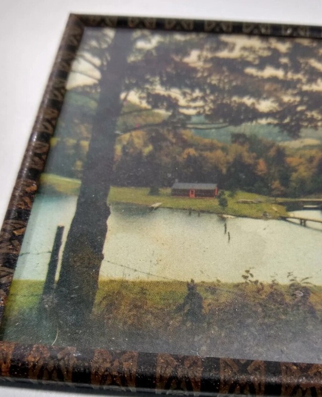 4x5 Framed Prints vintage 50s metal frame MOUNTAIN LAKE RURAL SCENCE 2 MCM READ gallery