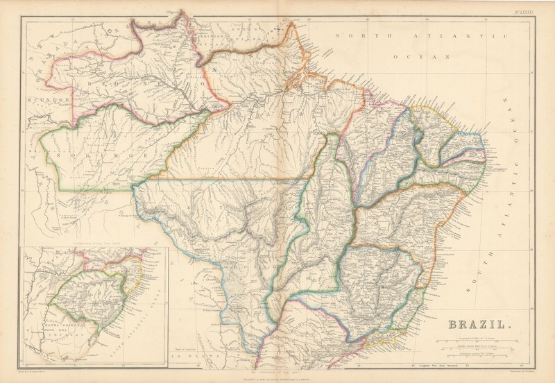 Brazil in provinces by Joseph Wilson Lowry 1860 old antique map plan chart
