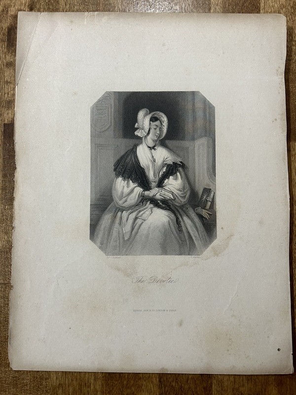 Rare Antique Vintage Old Print, “The Devoted”1845 Fisher Engraving gallery