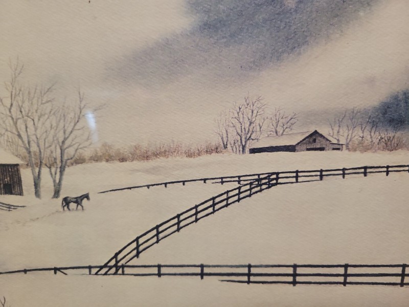 Winter In Kentucky Print Framed Matted 31x21 Signed J Smith Tranquility gallery