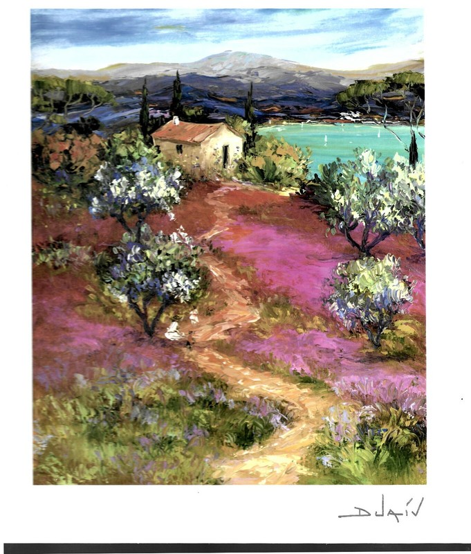 DUAIV «ARRIVEE AU LAC» SIGNED SERIOLITHOGRAPH IN COLOR WITH COA 8.5×7
