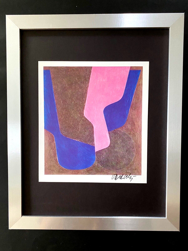 🔥VICTOR VASARELY PRINT FROM 1970 + SIGNED GEOMETRIC ABSTRACT +NEW FRAME