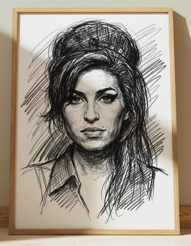 AMY WINEHOUSE DRAWING SKETCH PRINT Wall Art Home Decor 8″ x 10″