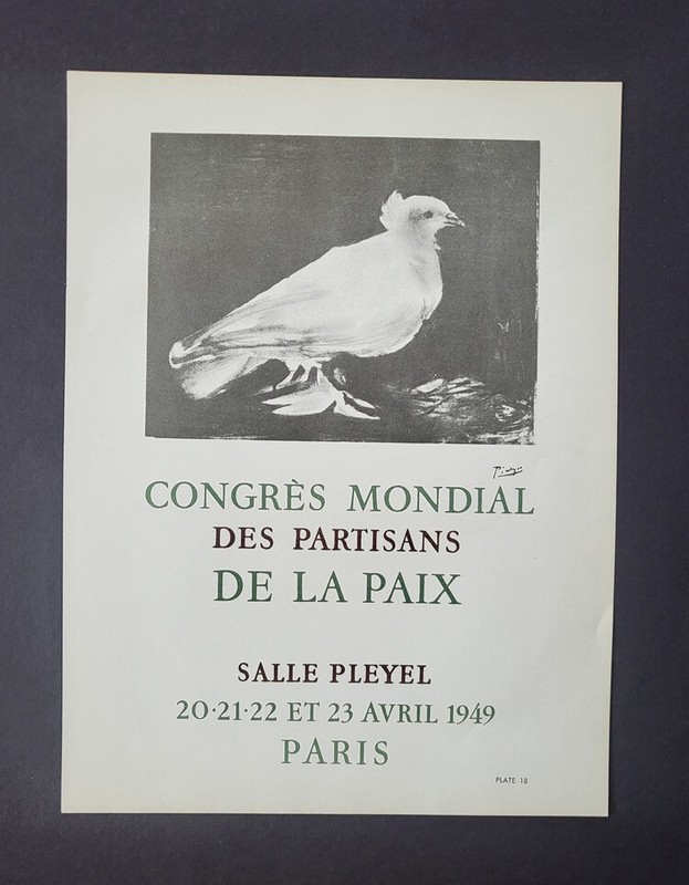 Pablo Picasso Congres Mondial 1949 Vintage Poster Mourlot 1964 Platesigned