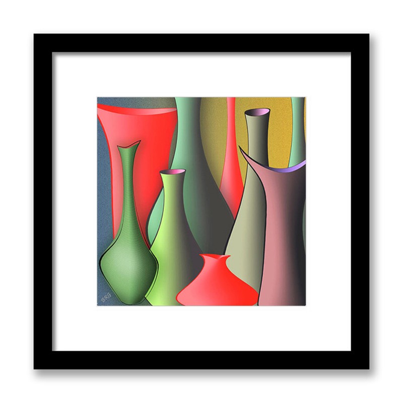 Vases Still Life, 16″x16″, Framed Fine Art Print