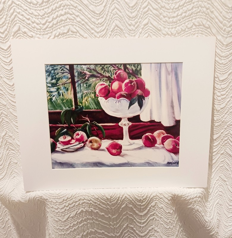 Signed Matted Art Print «Farm Peaches» By Texas Artist Markowski 7.5″ x 9.5″