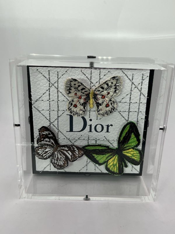 Stephen Wilson Art Dior Triad- 5x5x2 Signed 2020 Collection Butterfly Hangable