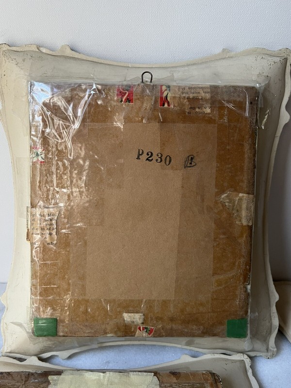 Antique La Mode Illustree Paris Fashion Prints Fabric Dresses Ornate Frame Set 3 gallery