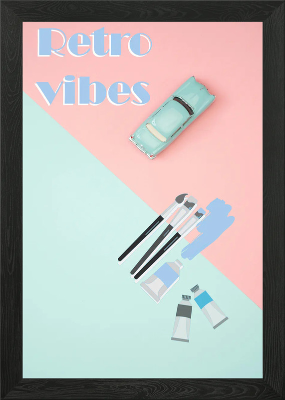 Retro Vibes Art Supplies Framed Wall Art Poster Canvas Print Picture