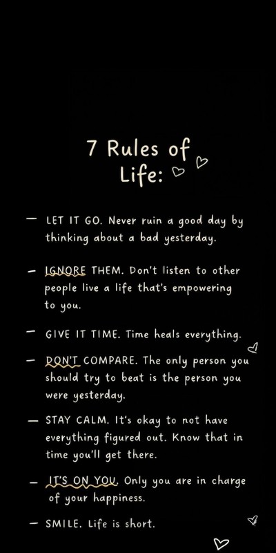Rules Of Life Quote Work Positive Mental Health Wall Art Framed Canvas Picture
