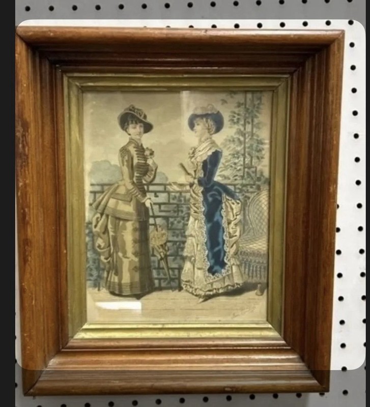 Anais Toudouze Framed Victorian Fashion Ladies Print Signed Illustration Art