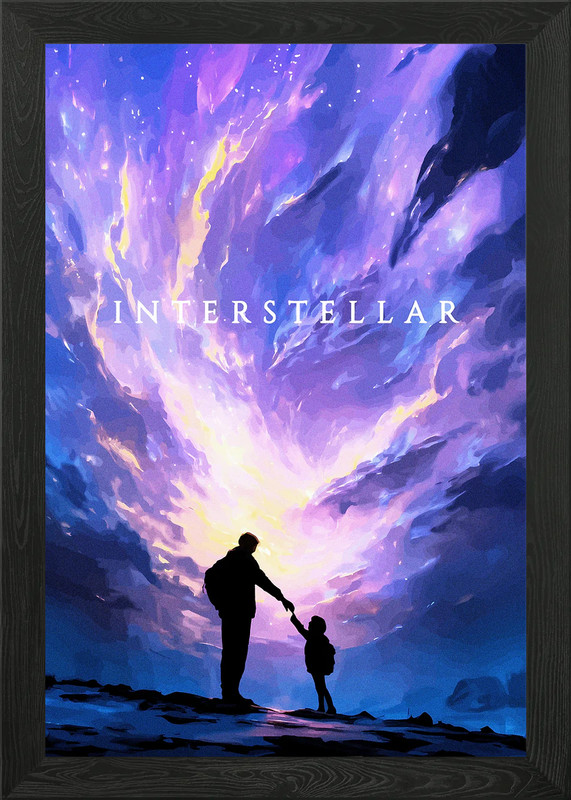 Interstellar: Father and Child Silh Framed Wall Art Poster Canvas Print Picture