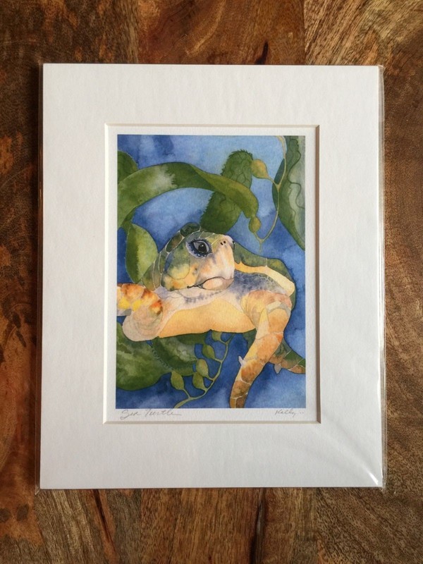 Fine Art Water Color Print Sea Turtle Matted 8×10 Giclee By Artist ❤️