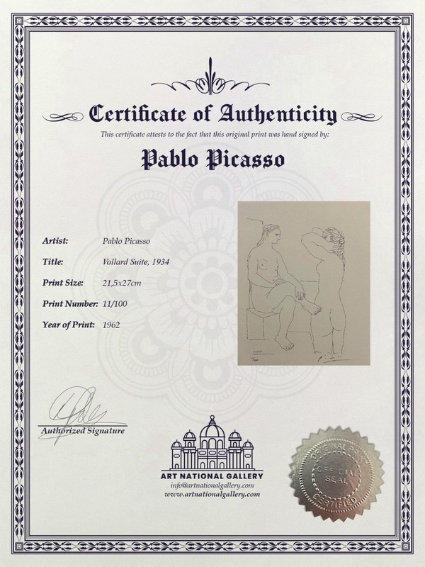 Pablo Picasso, Original signed Print, COA and appraisal for $3,500 USD.*/ gallery