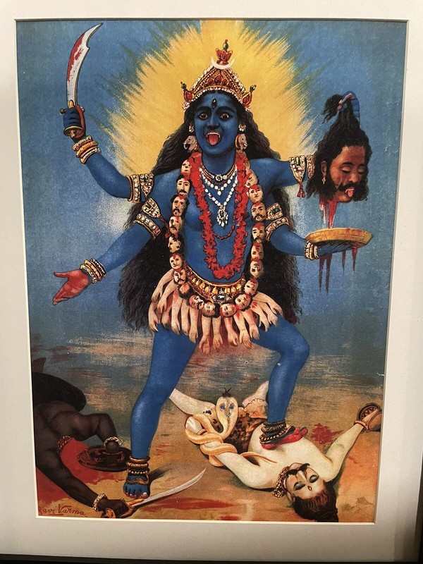 Kali Trampling Shiva Raja Ravi Varma Framed Print 12x15 Hindu Goddess of Death gallery