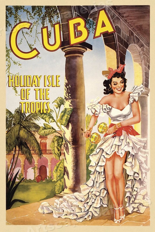 1949 Cuba Holiday Isle of the Tropics Vintage Style Travel Poster - 24x36