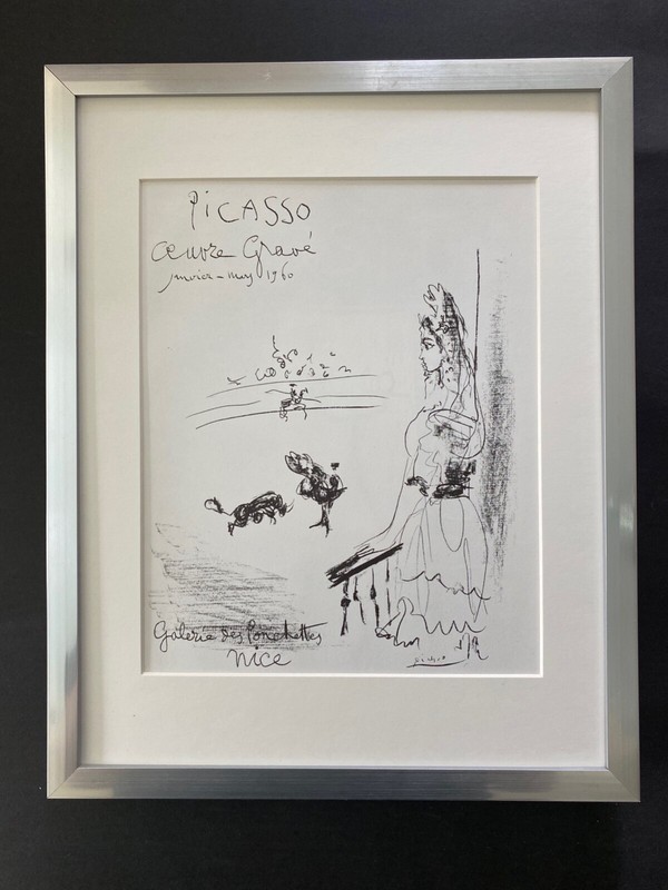 PABLO PICASSO + 1964 SIGNED SUPERB PRINT FRAMED 14 X 11IN. + LIST $695