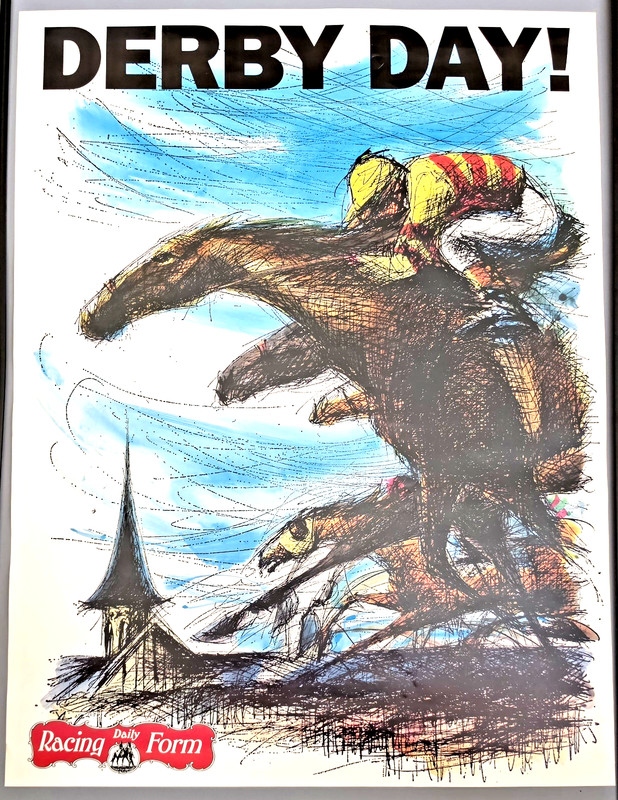 VTG Derby Day Horse Racing Print Pierre Bellocq 1991