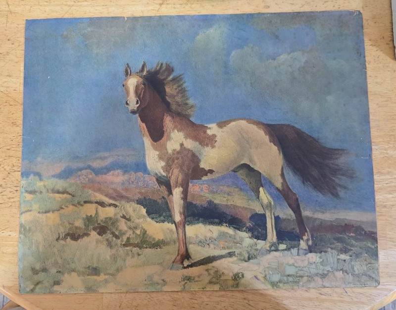Horse Lithograph Art Print on Paper Landscape LITHO IN USA Animals Single Piece