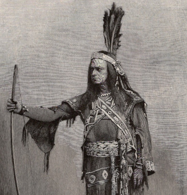 Victorian Actor Metamora Dramatic Stage Role Portrait 1892 Antique Engraving