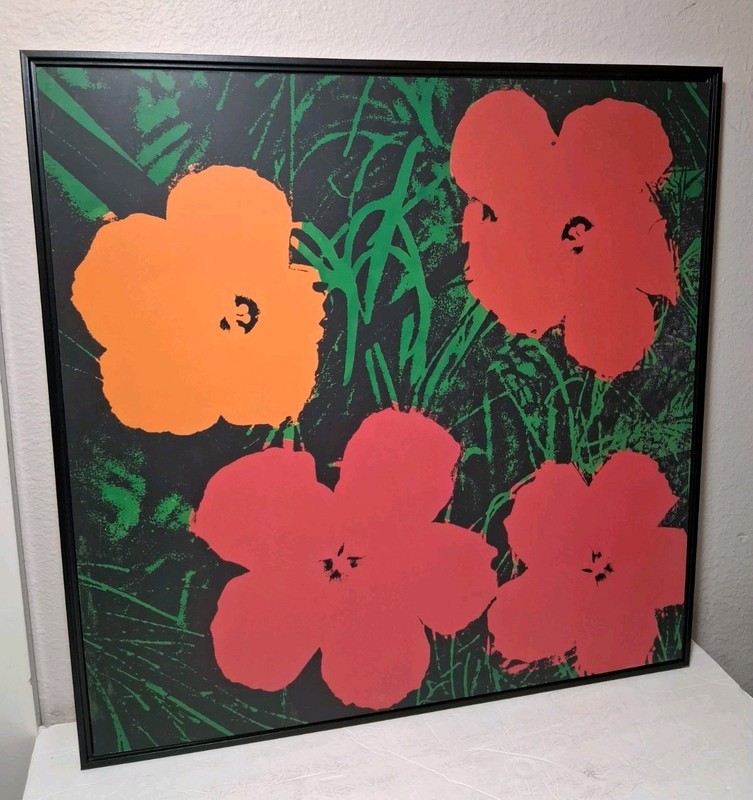 Andy Warhol 4 Flowers Framed Art Print 26x26 From WYNN Las Vegas Hibiscus