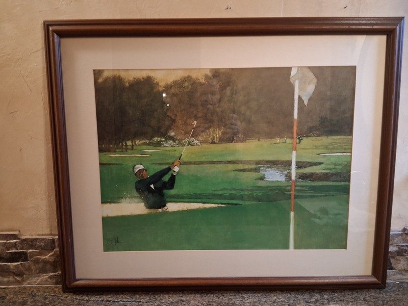 Vintage Golf Art Bart Forbes «Sand Wedge » Framed w/glass & Matted