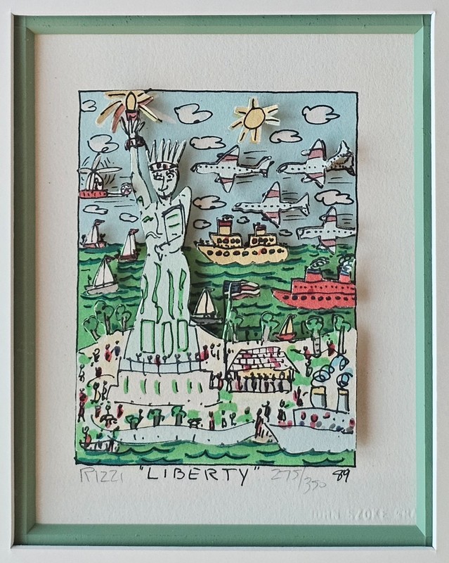 James Rizzi Statue of LIBERTY 1989 Hand Signed 3D Serigraph Framed NYC Pop Art gallery