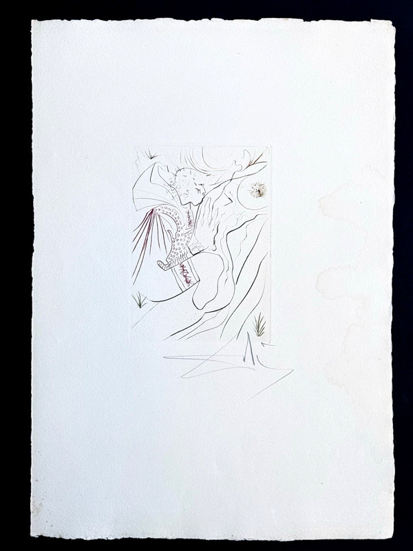 Salvador DALI Etching 1972 Le Decameron Le Péché Partagé Hand Signed with COA