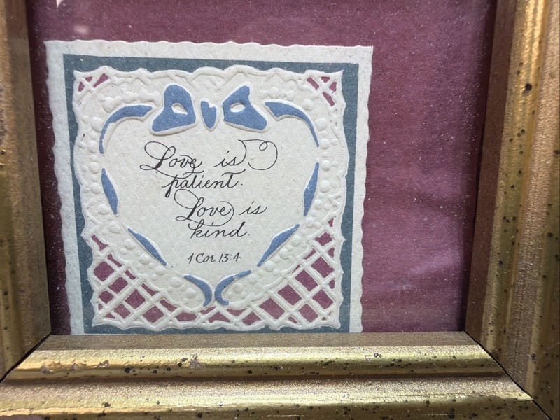 VTG Heart Calligraphy Framed Picture Art Love 1 Corinthians Wedding Anniversary gallery