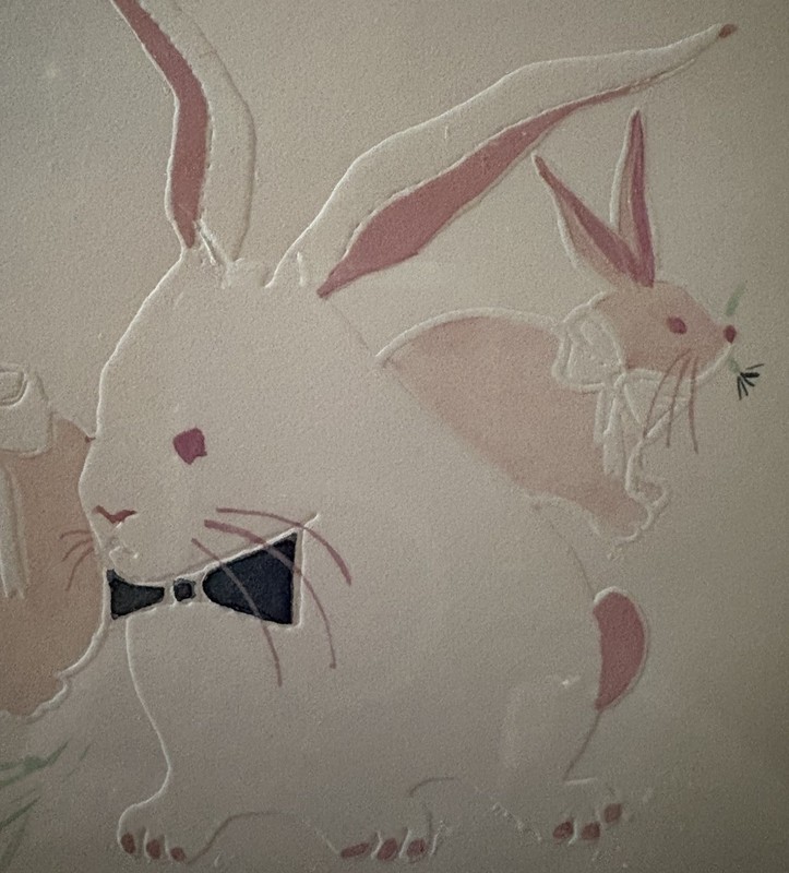 EMBOSSED ART Bunnies "Wedding Party" 8" Laguna Beach Sawdust Festival by Georgie gallery