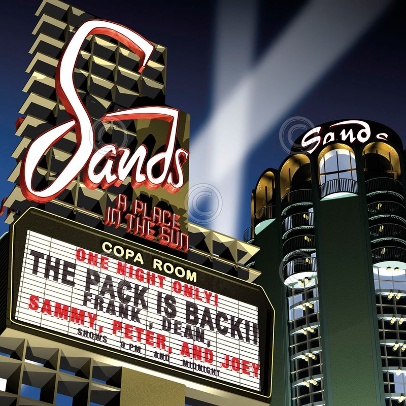 CASINO ART PRINT – SANDS by Anthony Ross RAT PACK LAS VEGAS Poster 26×26