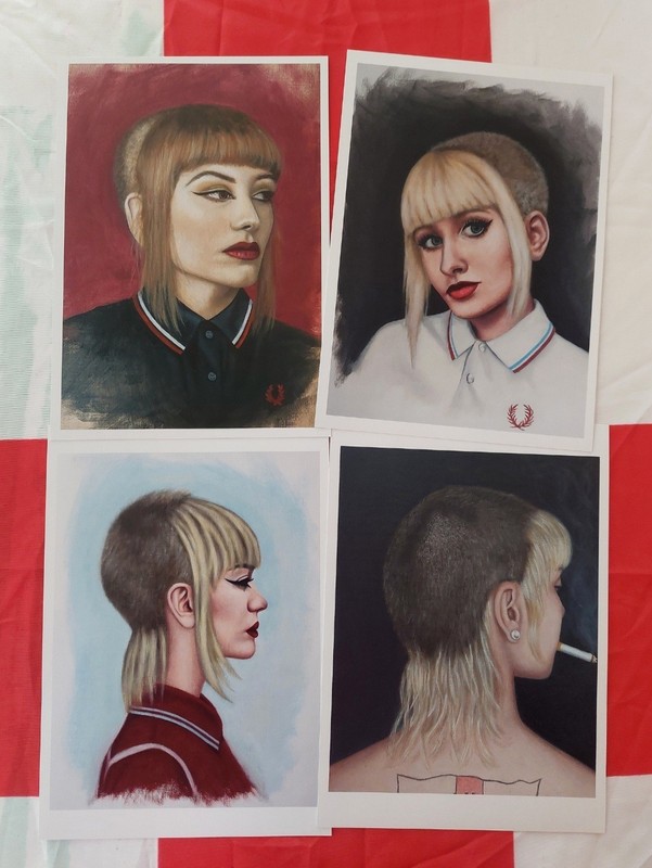 Set of 4 Skinhead Girl Portraits – Quality A5 Digital Prints Signed Unframed UK