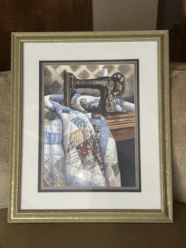 Carolyn Watson “Patchwork Quilt” Framed Signed Artist Proof Print Singer Machine