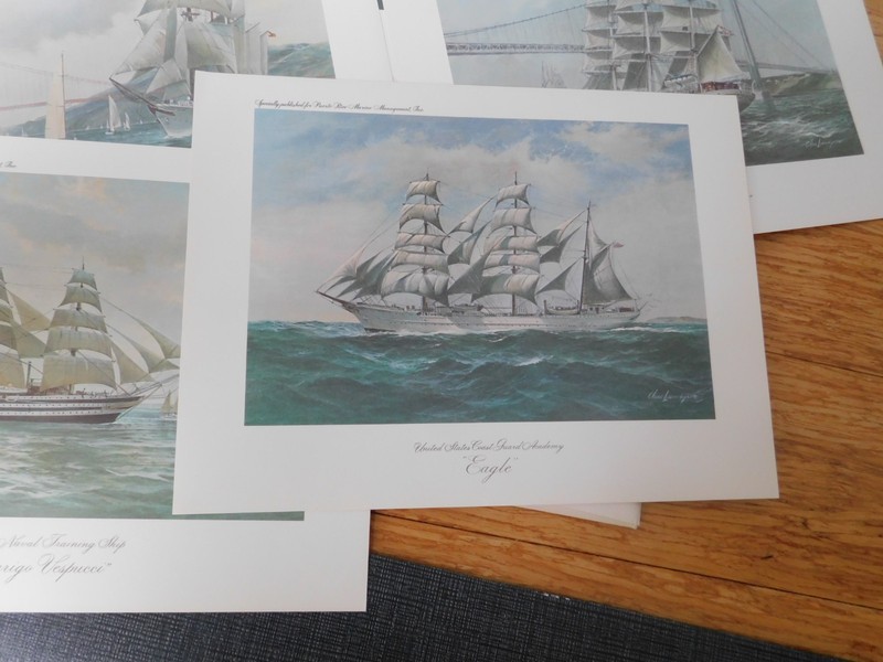VINTAGE Sailing Ships 6 Prints in Famous American Ports by Charles Lundgren