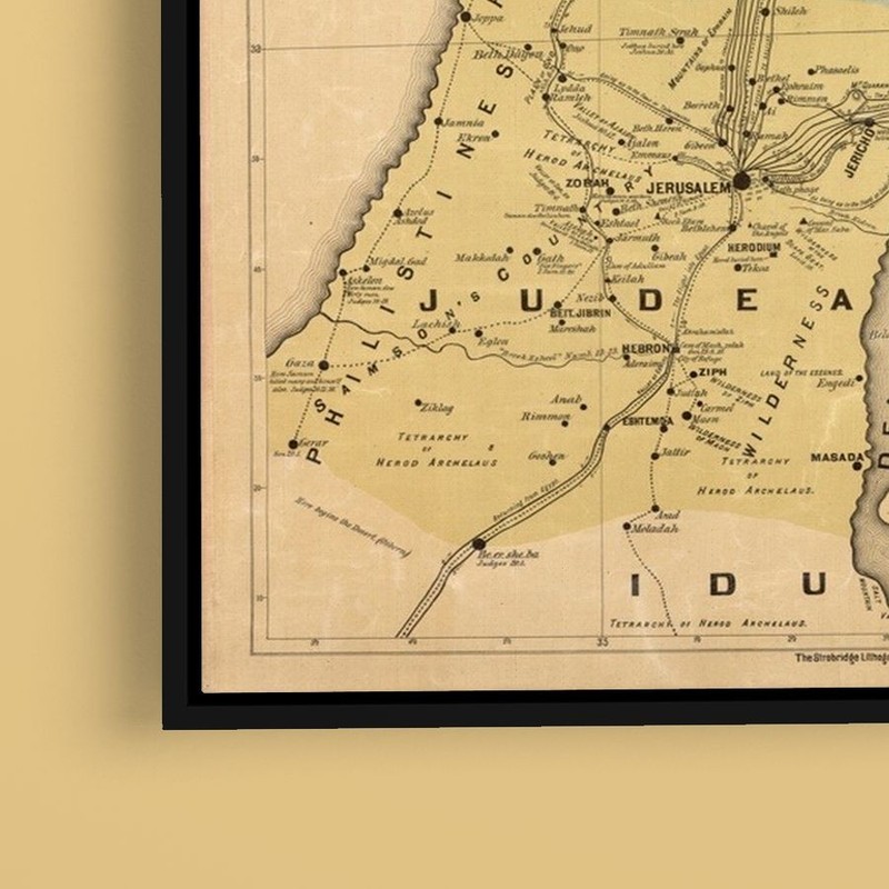 Vintage Maps - Journeys of Jesus - Art Print on Paper or Canvas gallery