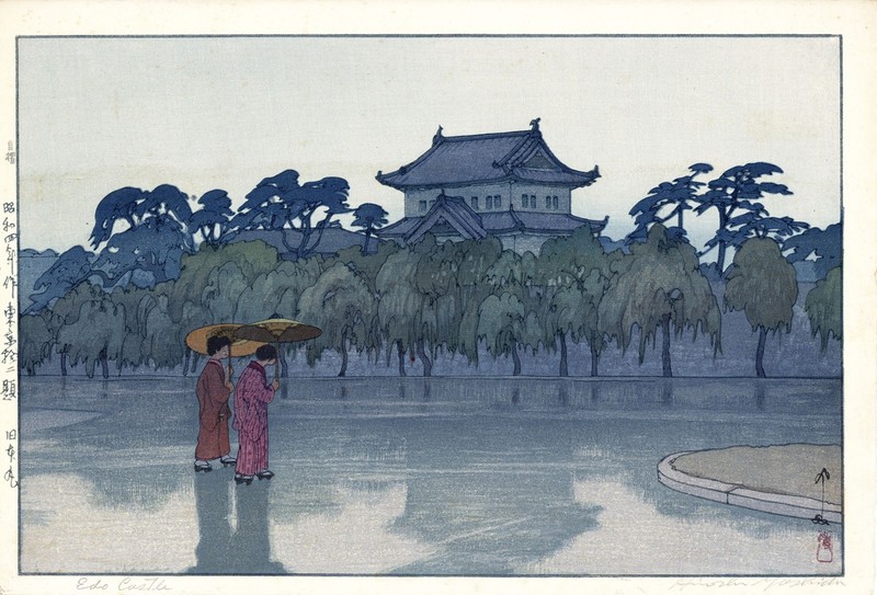 Hiroshi Yoshida Old Honmaru Woodblock Print Twelve Views of Tokyo Signed