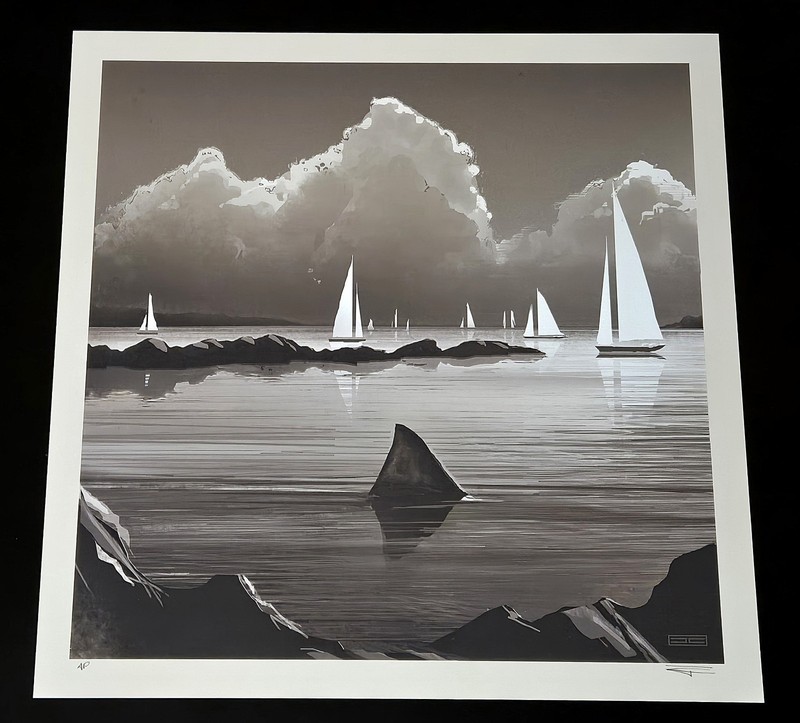 JC Richard Signed JAWS Art Print Poster AP 12″ Shark Disney Mondo