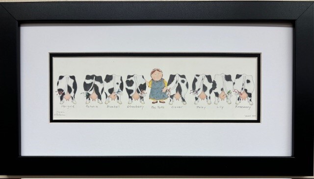 Dianne L. Patterson «Dairy Air» New CUSTOM FRAMED Art Cows Farm Whimsical NEW