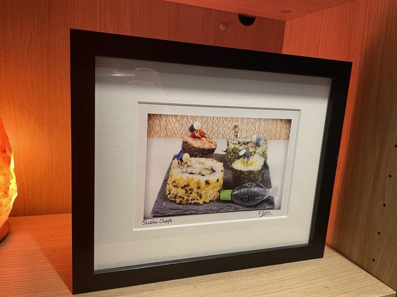 Sushi Chef Picture In Glass Frame, rare photography, decorative gallery