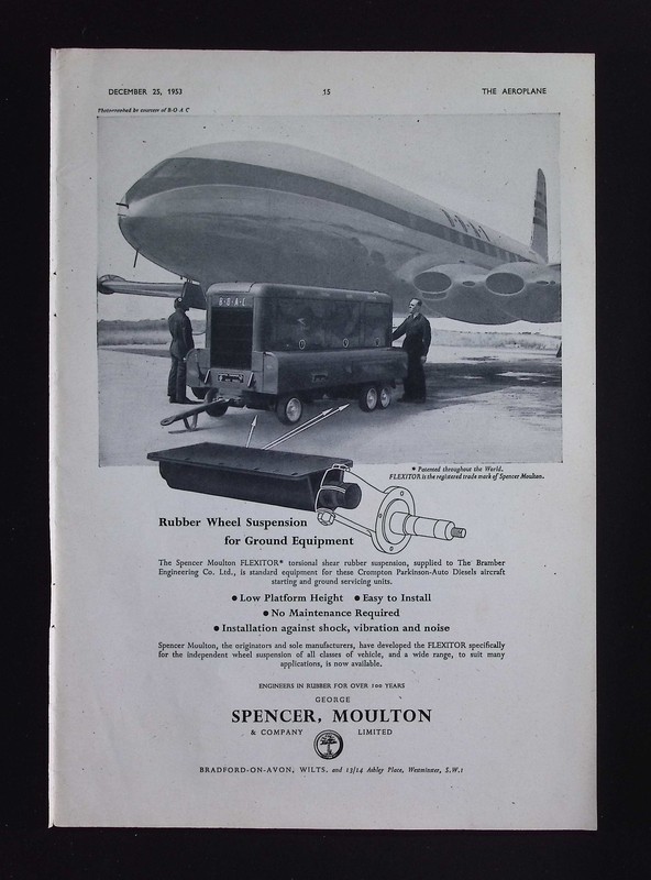 Original 1953 Advert Spencer Moulton FLEXITOR Rubber Wheel Suspension