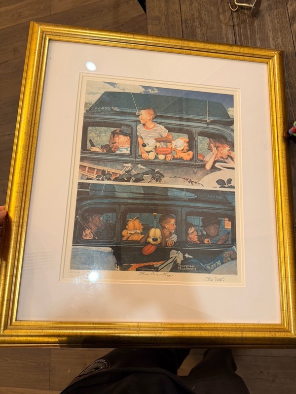 Appraised- Jim Davis *SIGNED* The Car Trip Framed Lithograph Garfield Art Print