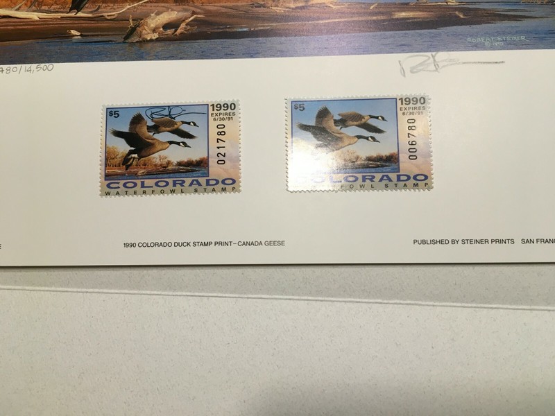 1990 COLORADO 1ST OF STATE Duck Print,Stamps 2, 1 A/s,Robert Steiner 6780/14500 gallery