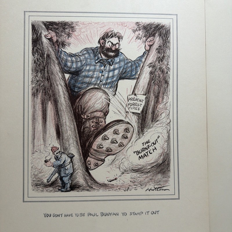 VERY RARE Lot of 15 Mead Sales Company 1950's PAUL BUNYAN Lithographs/Prints gallery