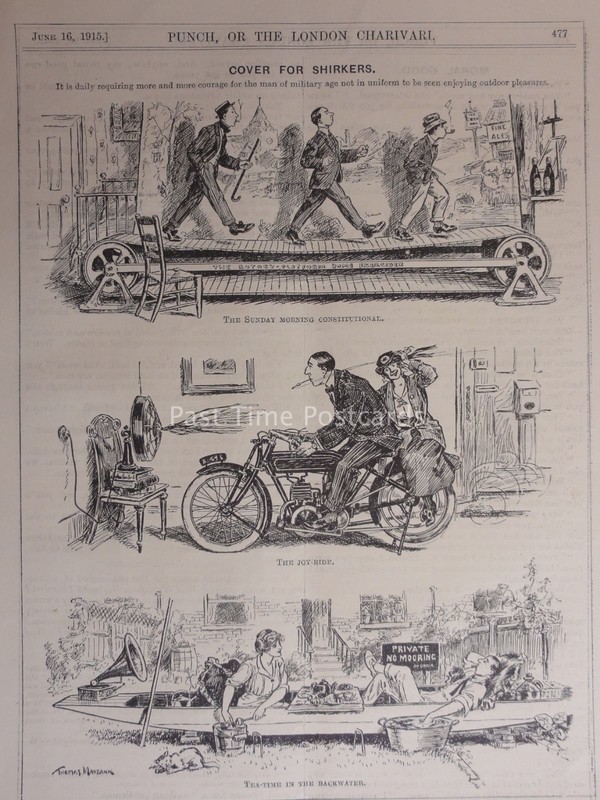 WW1 1915 COVER FOR SHIRKERS Punch Cartoon 16th June