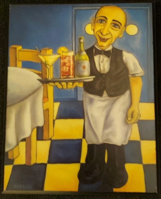 Whimsy Kitschy Emile The Waiter/Server By Artist Will Rafuse 10″ Plaque Wall Art