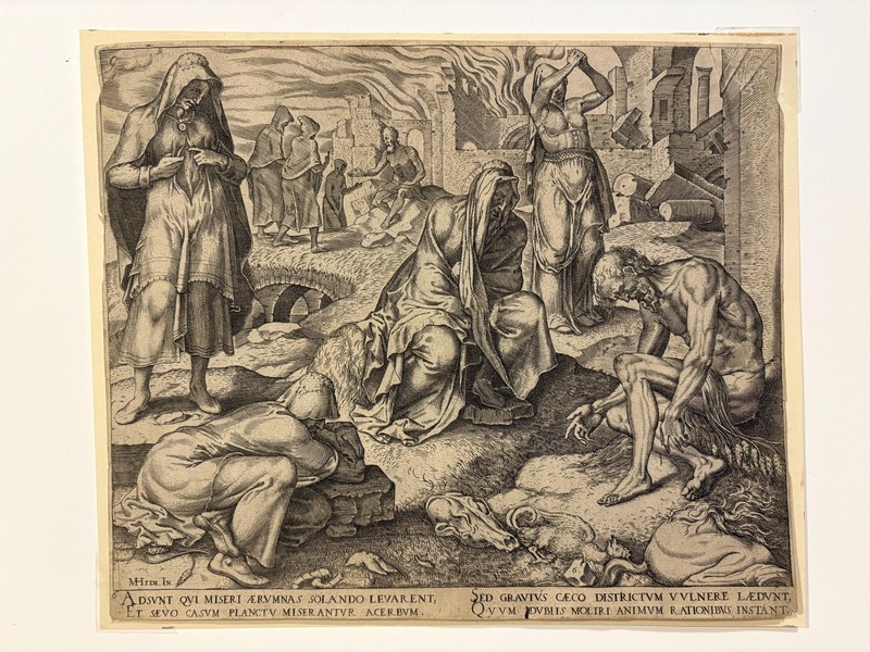 MAERTEN VAN HEEMSKERCK 16th c. Dutch Engraving on Laid Paper BOOK OF JOB 1563 gallery