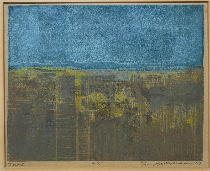 Original 1974 ERIC BELLMAN 'Taos' New Mexico ABSTRACT Expressionism Collagraph gallery