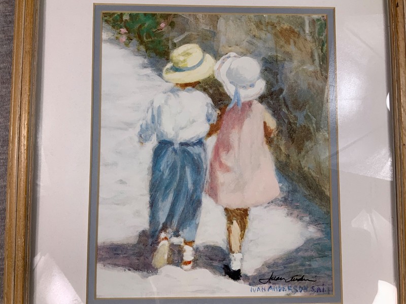 IVAN ANDERSON GIRL AND BOY WALKING LITHOGRAPH PRINT, HAND SIGNED, 10" X 8" gallery